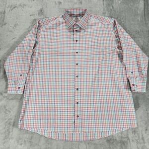 Eton Dress Shirt Mens 18 33/34 Multicolor Plaid Long Sleeve 100% Cotton Custom